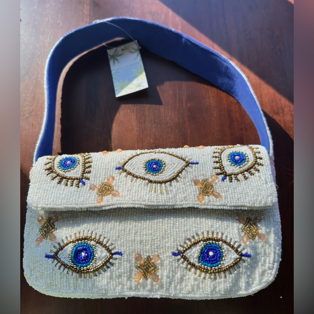 America & Beyond Evil Eye Beaded Shoulder Bag, NWT